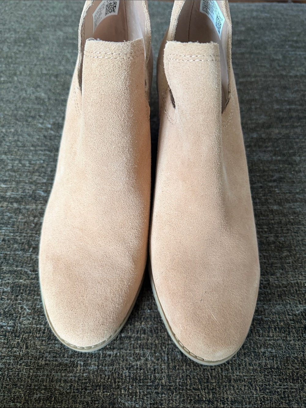 Toms Suede Slip-On Ankle Booties in Light Taupe